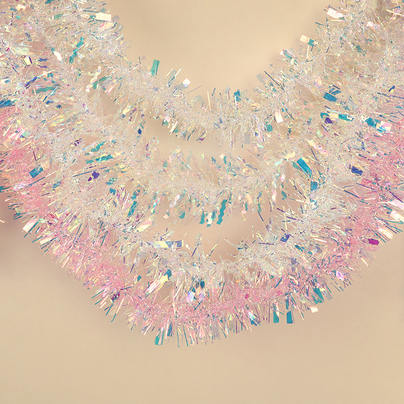 Transfronterizo Amazon importado colorido curvo cuchillo color raya burbuja seda colorido Iris colorido guirnalda lana raya Navidad vacaciones Decoración