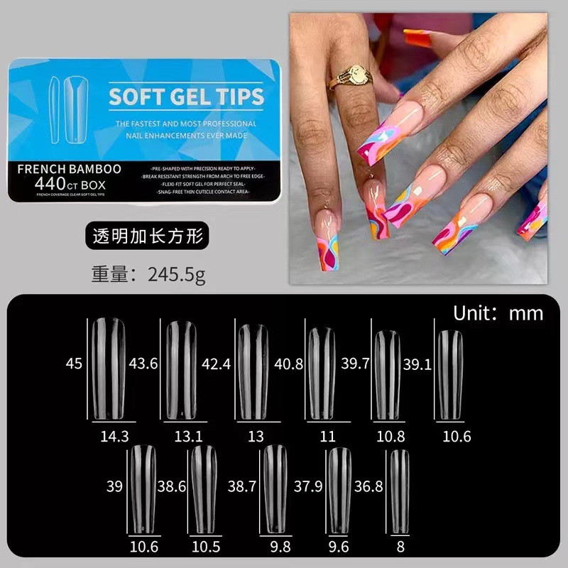 Amazon porcelana caja blanca esmalte de uñas ultra-delgada sin costuras esmerilado gota de agua larga almendra tallado libre esmalte de uñas 550 piezas/caja