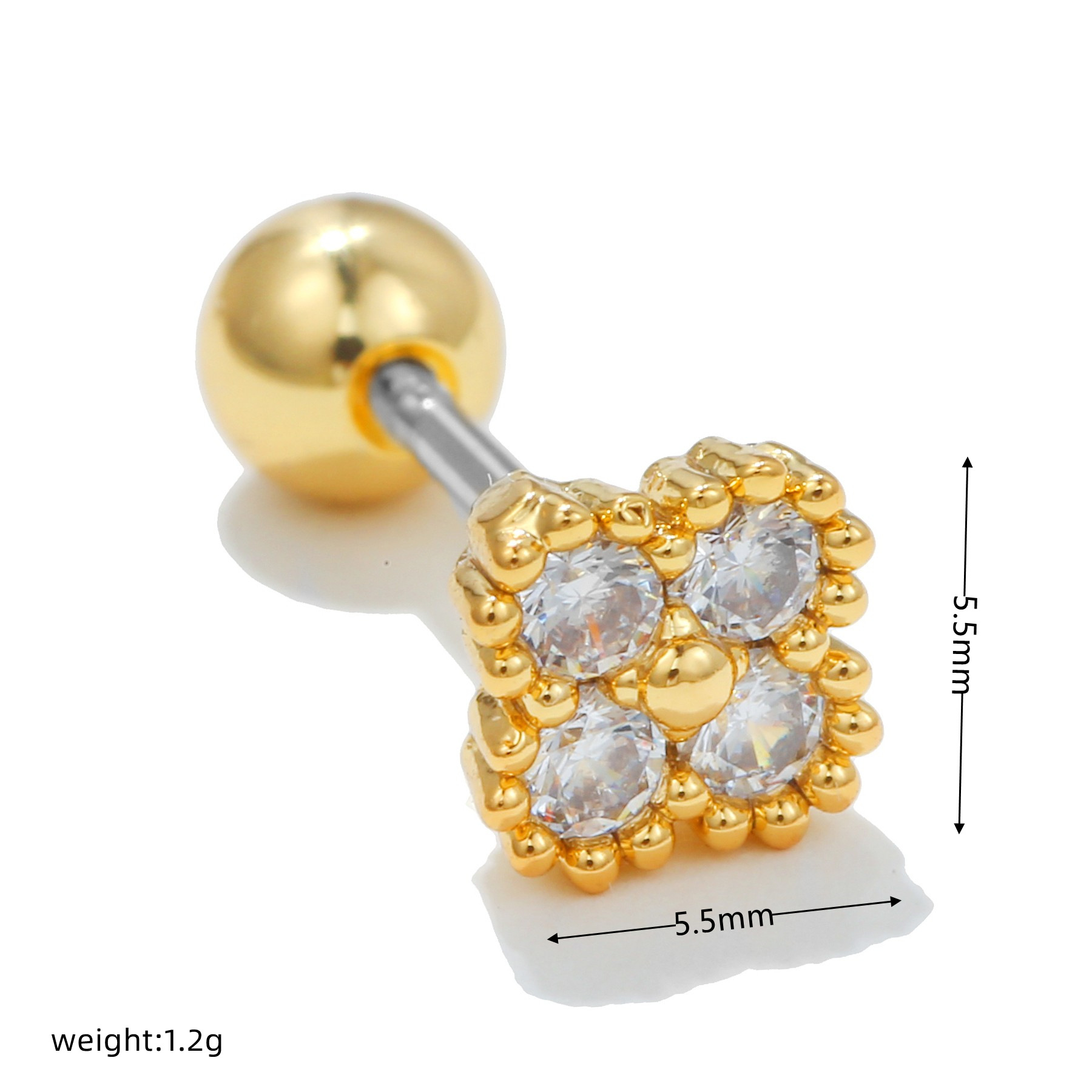 Fashion Heart Shape Copper Inlay Zircon Ear Studs 1 Piece