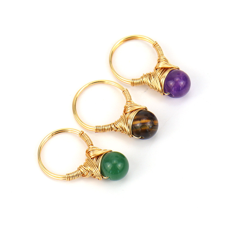 Retro Geometric Agate Plating Rings 1 Piece
