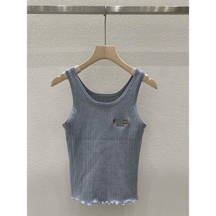 2025 Summer New Embroidered Letter Knitted Vest All-match Comfortable Slim-fit Letter High Elastic Sweet Style Sling
