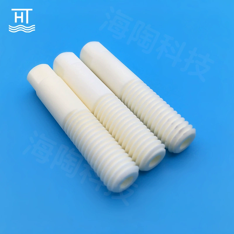 Ceramic shaft processing manufacturer, high temperature resistant alumina threaded rod customization, wear-resistant ceramic cylindrical hollow