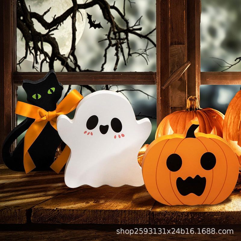 木製クロスボーダーホットスタイルハロウィンオーナメントトレイセットホームデコレーションクラフトホリデーパーティーデコレーション|undefined