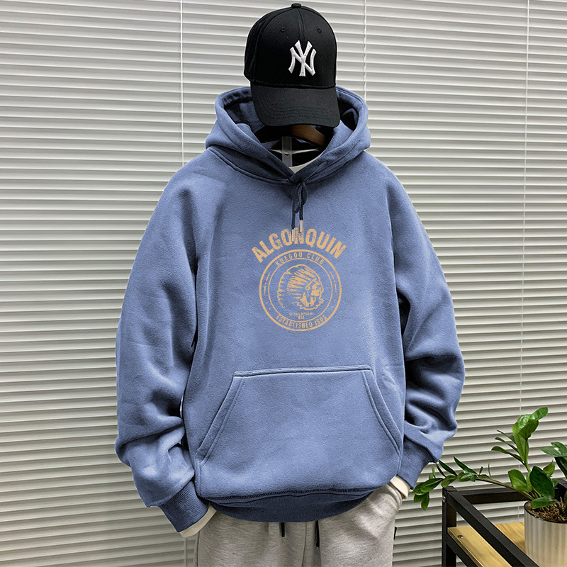 Primavera y otoño pesado suéter con capucha de los hombres marca moda invierno Top HOODIE más terciopelo abrigo americano pareja pullover