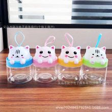 招财猫动物卡通塑料透明异型瓶pet食品级糖果彩泥溶豆包装密封罐
