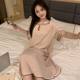 Nightgown for Women Summer New Style Modal Threaded Round Neck Short-Sleeved Mid-Length Nightgown for Girls Sweet and Cute Home Wear Thin
