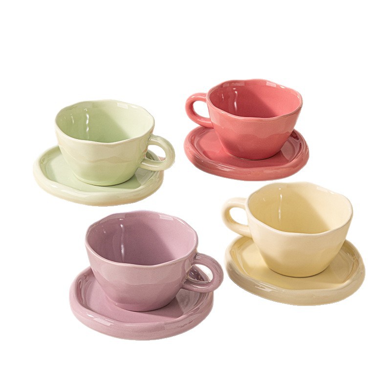 Taza de café de viento crema plato de alta visualización de taza de cerámica de marca taza de regalo conjunto de taza de cerámica simple para el hogar