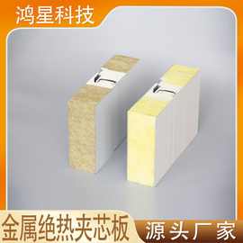 鸿星科技100mm聚氨酯封边岩棉夹芯板A级防火保温隔热1000平起订
