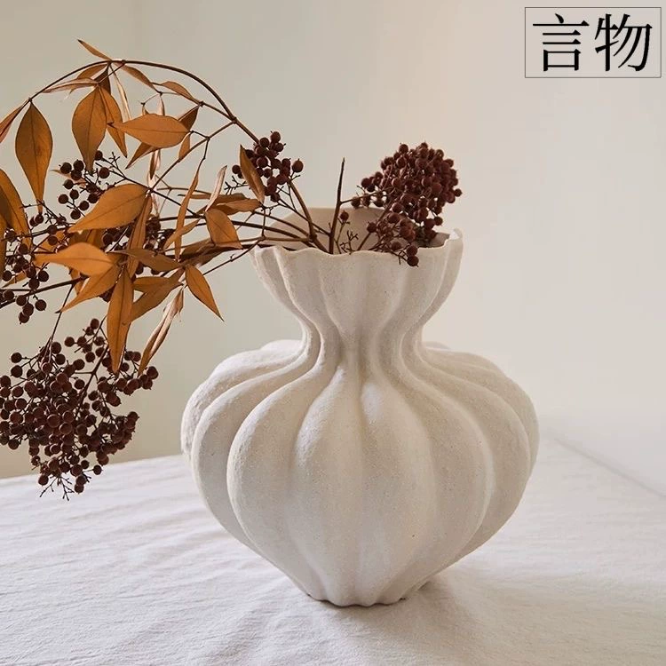 Wasabi style French large vase white high-end ornament dining table living room home Nordic style retro ceramic vase