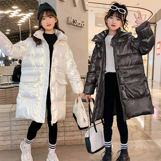 女童2026年新款棉衣冬季加长款收腰裙摆棉服中大童棉袄肥大胖洋气