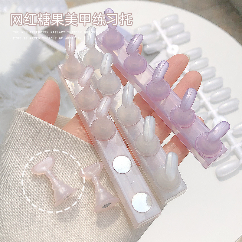 Nueva tira larga de color moca de dibujos animados de gelatina de manicura con soporte magnético práctica de uñas soporte para dedo accesorios de joyería color claro