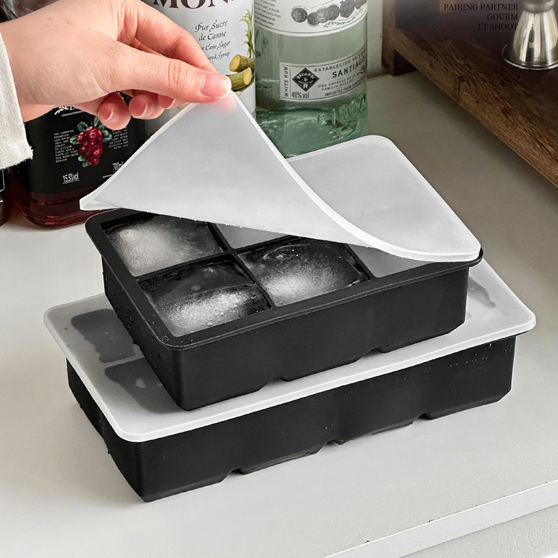 Food-Grade Soft Silicone Ice Tray Ice Mold Ice Box Commercial and Household Large-Capacity Grid Ice Cube Mold with Lid