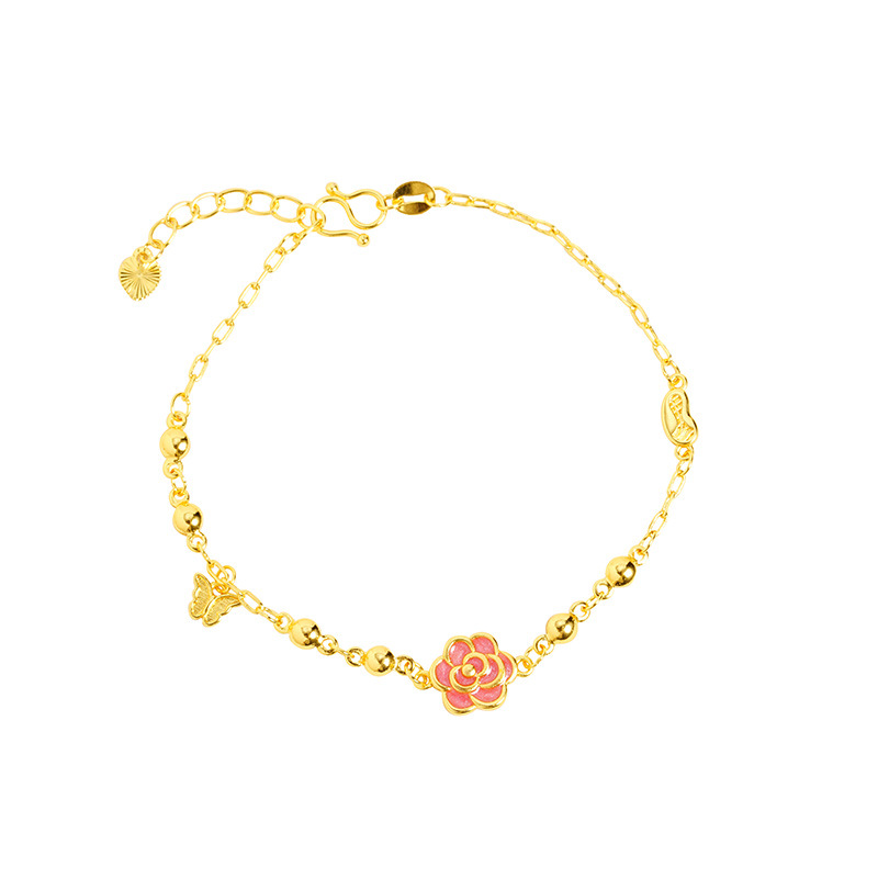 Nuevo chino vietnamita arena oro pulsera esmalte color mariposa joyería de mano mujer ligera de lujo estilo de alta calidad joyería suministro