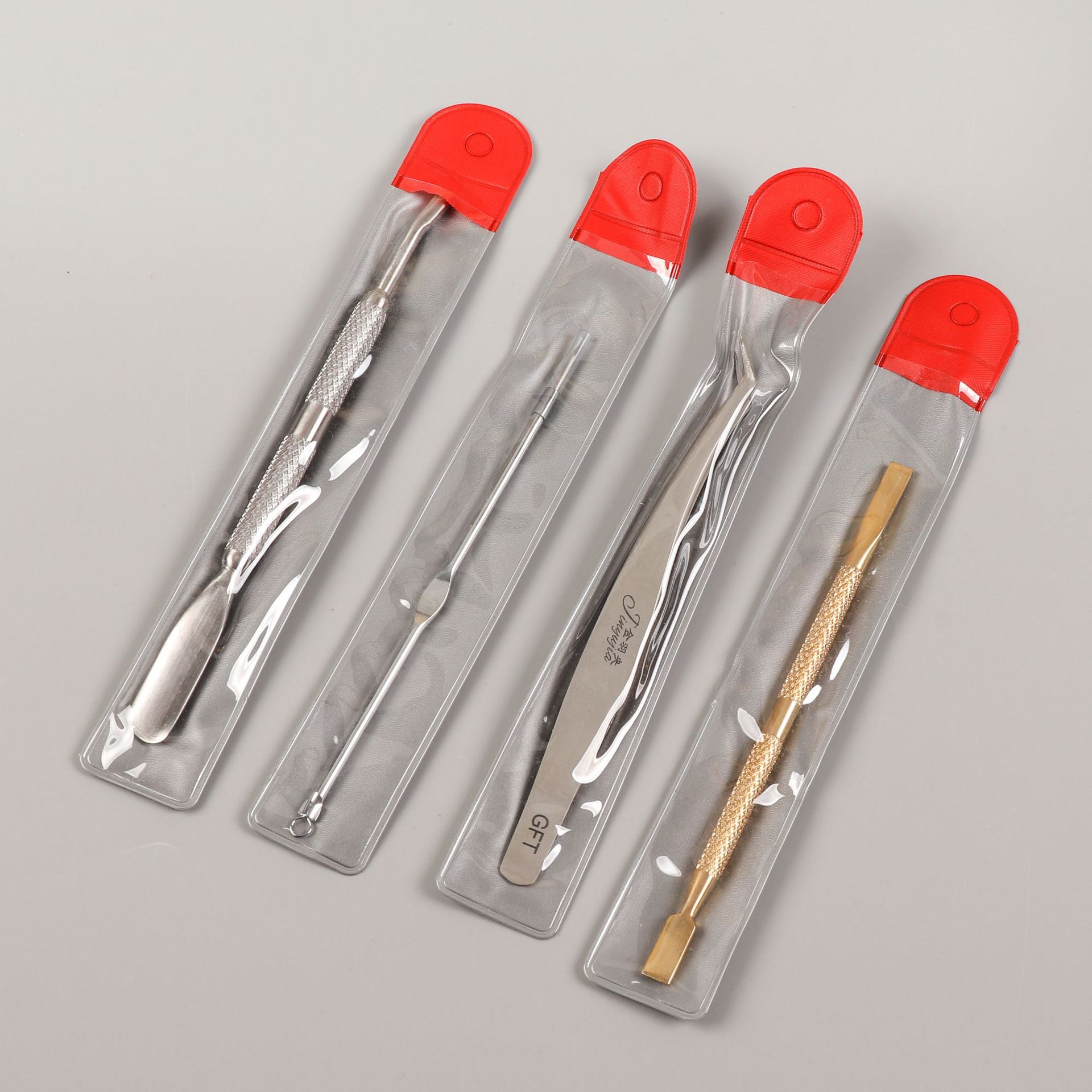 Color PVC bolsa larga cepillo de maquillaje bolsa de almacenamiento de plástico abierto Acero empuje codo pinzas bolsa de embalaje de PVC