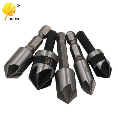 82-degree five-edged chamfering tool for woodworking, quick guide chamfering tool, countersunk drill, wood centering countersink drill, 5-piece set