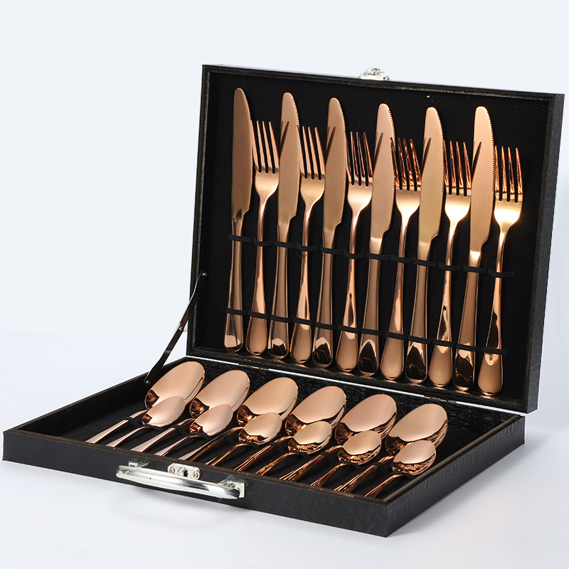 1010 로즈 골드 나이프, 포크, 스푼 24개(블랙박스)