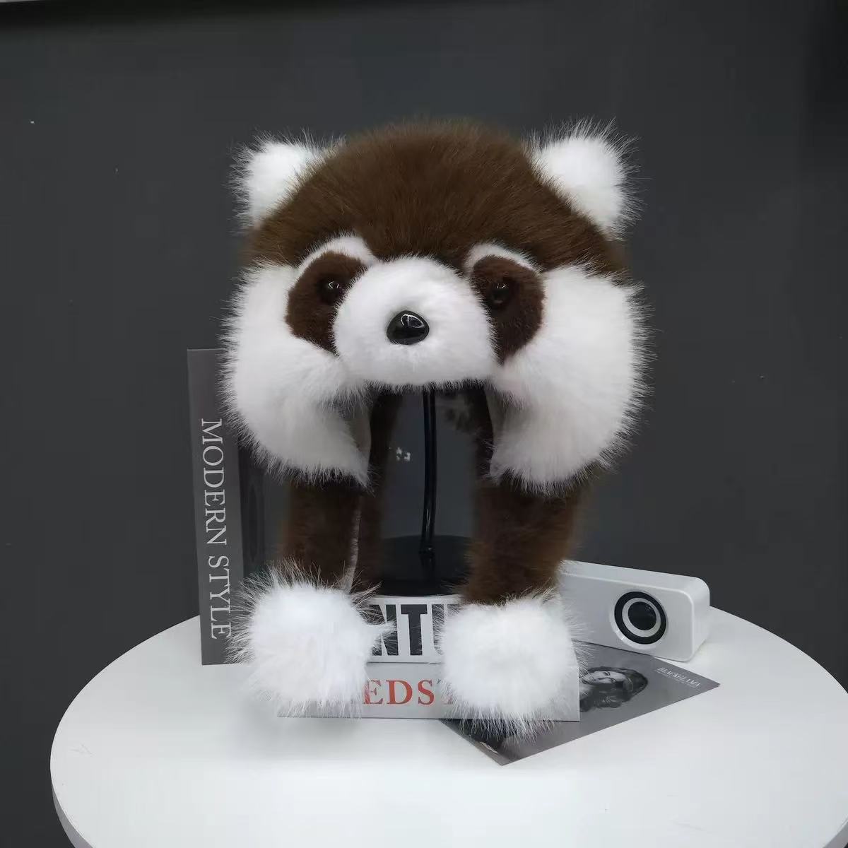 亲子款秋冬帽子女冬季加绒保暖雷锋帽儿童可爱熊猫毛绒护耳套头帽