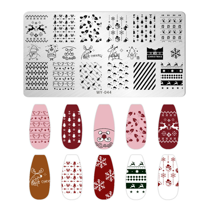 美甲印花钢板爆款雪花圣诞 NailSteelPlate转印指甲模板工具批发|undefined