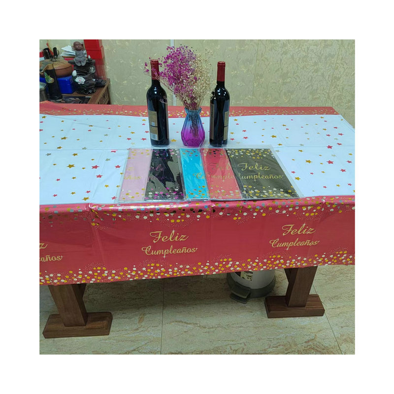 Mantel desechable transfronterizo para fiesta de cumpleaños fiesta navideña decoración a color película metálica de aluminio engrosado al por mayor