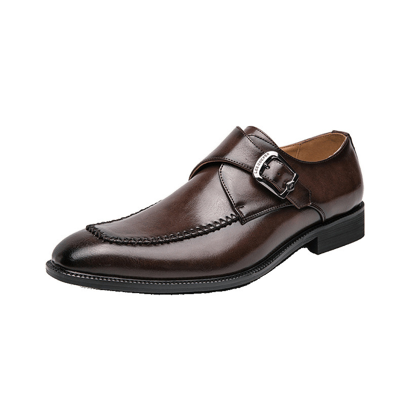 Versión coreana de los zapatos de cuero para hombres con punta puntiaguda para hombres, hebilla británica, tendencia, estilista brillante, zapatos de cuero de discoteca, zapatos de boda formales de negocios image 4
