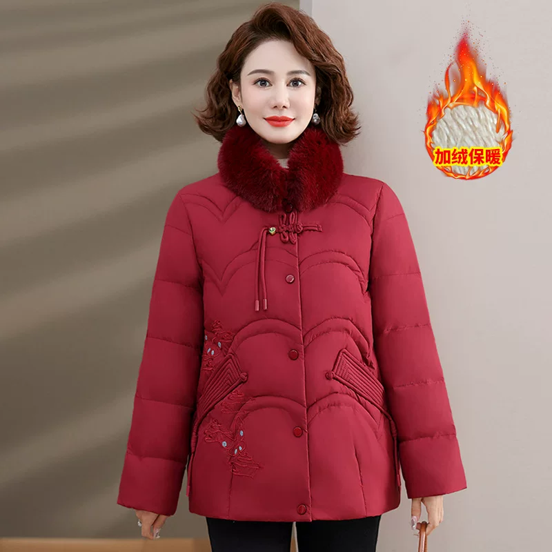 Winter keep warm down jacket for mother, Chinese style, for middle age