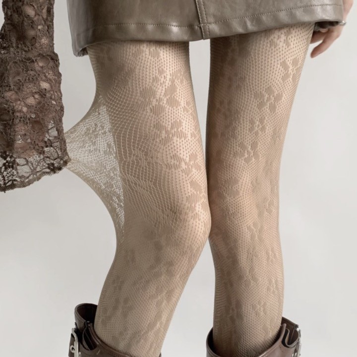 Silk stockings women's spring and autumn lolita anti-hook silk leggings socks women's lace floret white stockings ins net red socks