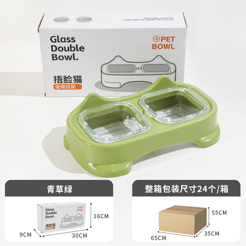 Z cubre la cara del gato vidrio doble tazón de comida para gatos tazón anti-violación pequeño tazón para perros tazón para gatos tazón para gatos tazón para mascotas