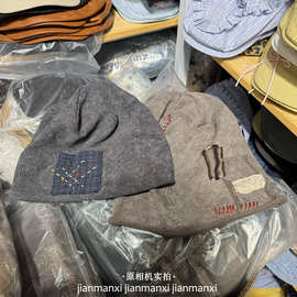美式复古做旧贴布卷边堆堆帽废土风简约帽子薄款小众显脸小冷帽潮