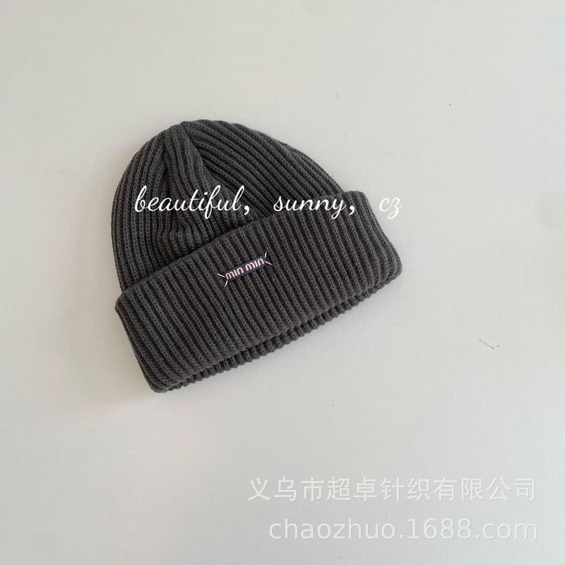 韩系百搭个性风潮简约大方毛线帽INS风手工标针织帽|undefined
