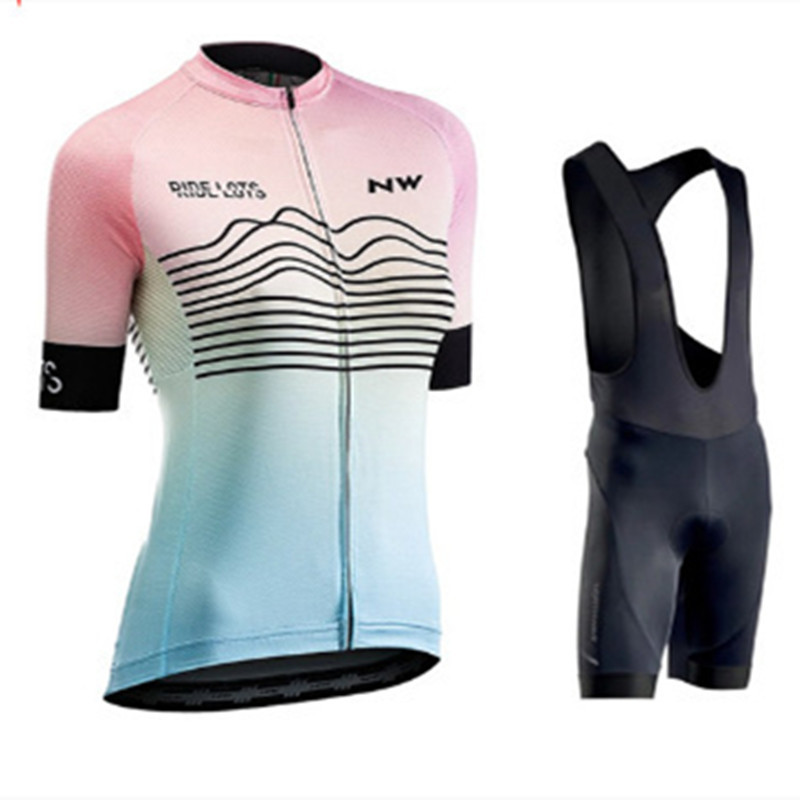 NW women's summer short-sleeved cycling clothes strap suit breathable quick-drying mountain bike team version cycling clothes cross-border