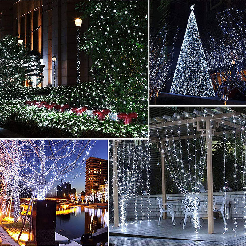 LED solar Cadena de luz de alambre de cobre al aire libre impermeable luces de colores decoración de vacaciones balcón patio jardín Villa paisaje luces