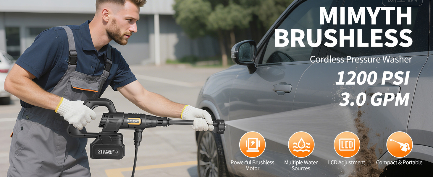 Car Wash Water Gun Household Cordless Pressure Washer Electric Car Wash Machine Rechargeable Flower Watering Lithium Battery High Pressure Car Wash Machine