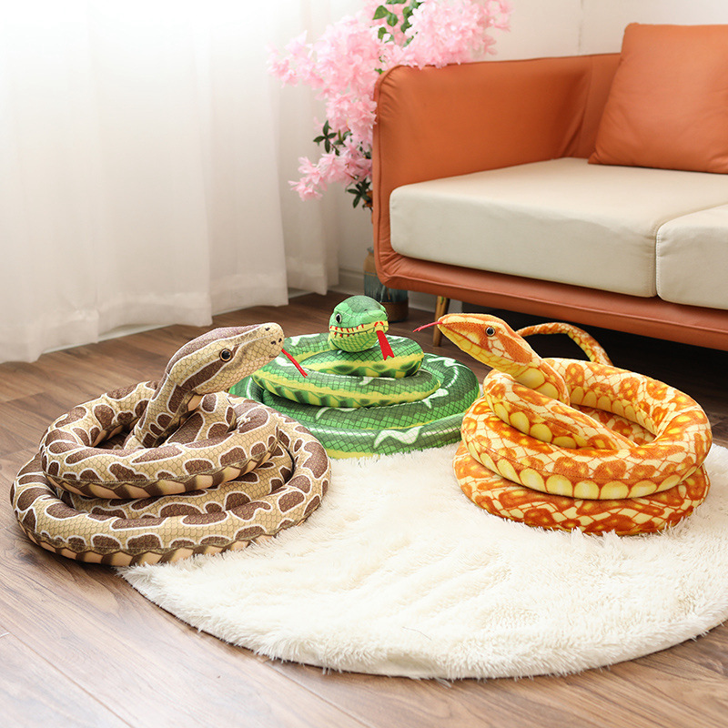 Simulación de juguetes de peluche serpiente falsa serpiente pequeña serpiente verde props mascotas parodia niños niños grandes muñecas pitón dorada