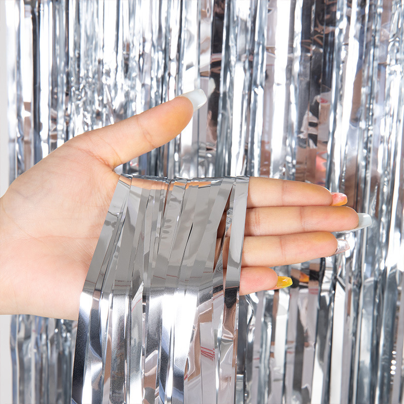 1 meter 2 meter 3 meter 4 meter bright light color rain silk curtain color strip golden wedding stage background layout tassel door curtain