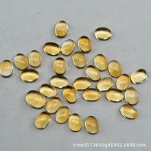 天然黄水晶椭圆形戒面 净体平底素光面裸石水滴三角蛋形戒面批发