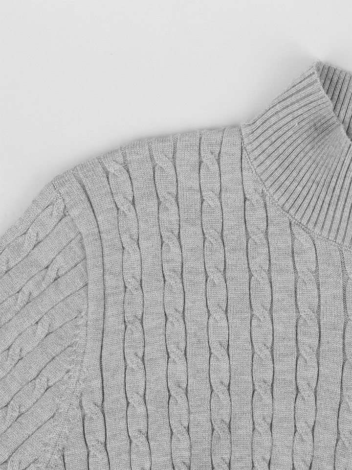 Bộ áo len cardigan khóa kéo dáng ôm tay dài và quần ống đứng — Màu be, Màu xanh dương, màu xám chi tiết 27