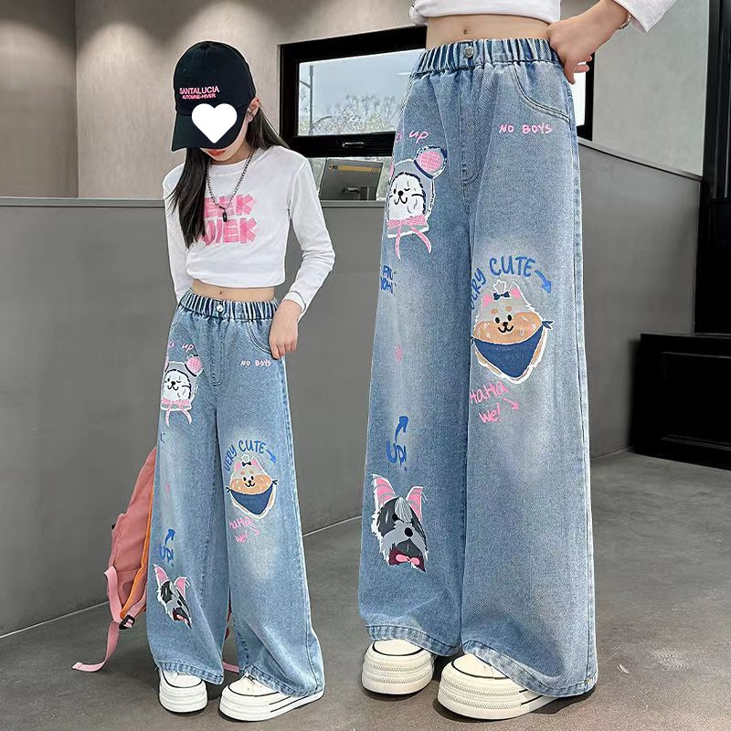 女童裤子春秋款中大童显瘦韩版宽松儿童阔腿裤女小学生裤