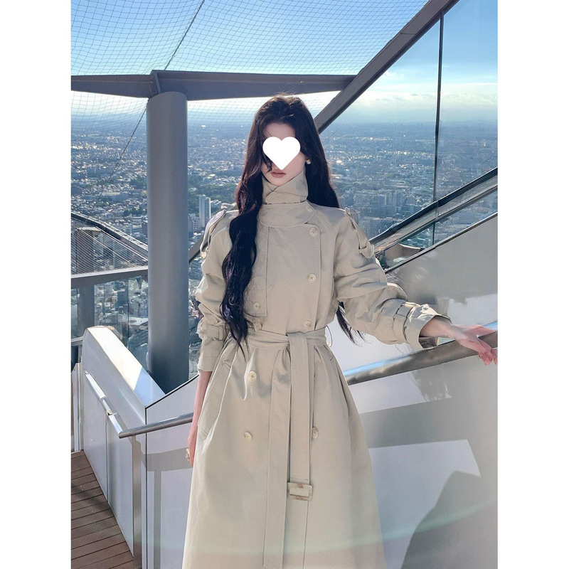 财阀女主 气质双排扣风衣外套女秋季新款英伦风高级感中长款大衣|undefined