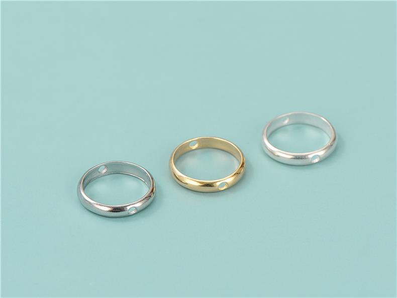 S925 Sterling Silver Edge Round Hollow Bead DIY Handmade Ring Middle Bead Bracelet Material Accessories