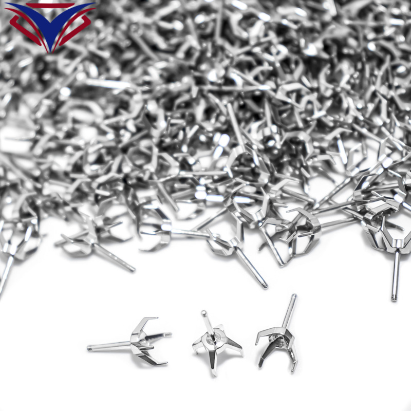 Factory Direct Sale Titanium Steel Fashion Four-Prong Zircon Earring Settings Stainless Steel Earring Settings Earring Accessories