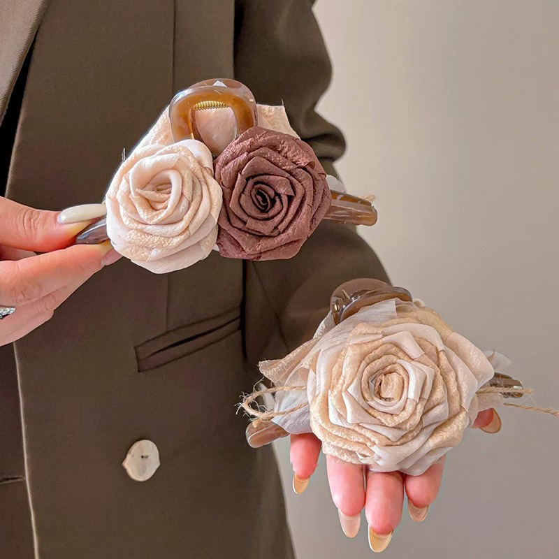 Restaurante chino de la misma rosa seca clip de agarre de cabeza de mujer clip de cabello flores clip de tiburón clip de cabello
