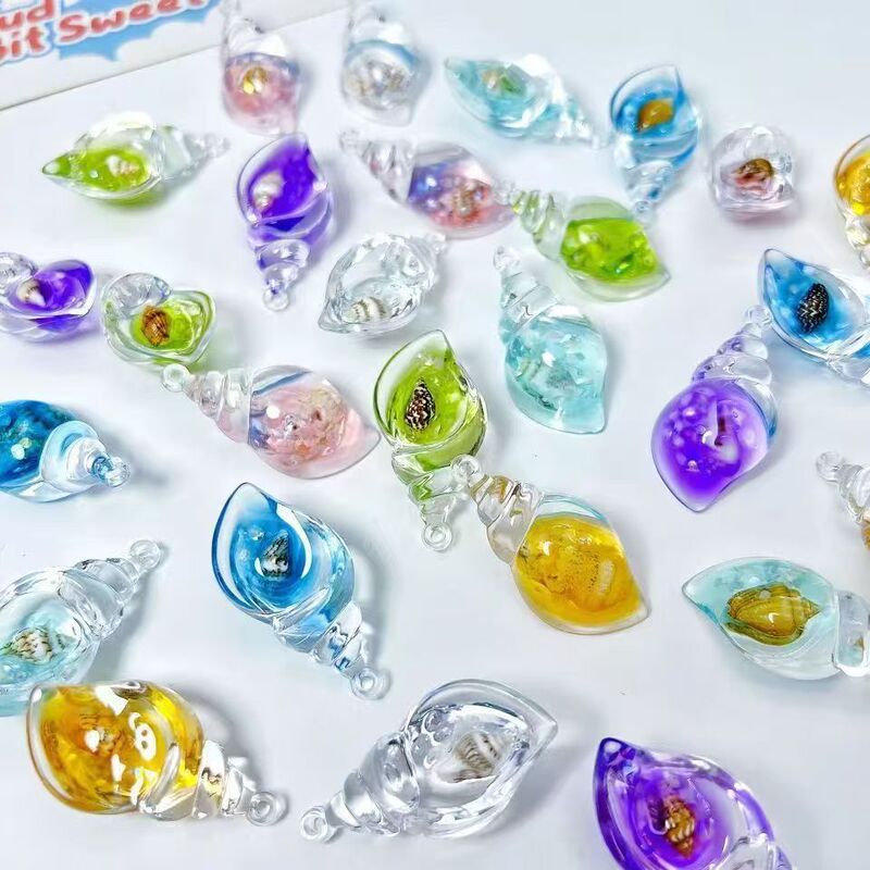 Color luminous conch snail diy cream glue key chain bag earrings pendant acrylic jewelry accessories