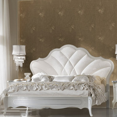 Luxury French style double bed with carved solid wood, American simple soft back bedroom petal bed modern girl princess bed 