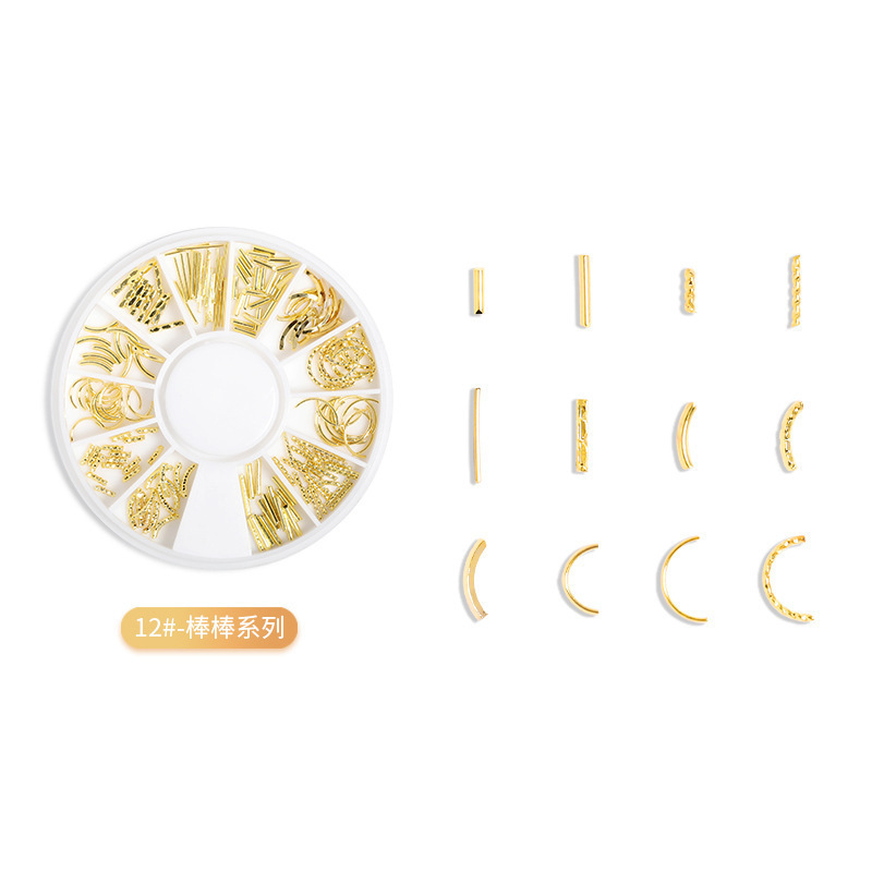 Transfronterizos para el remache de uñas japonés 12 placas de disco hueco de aleación de forma especial de estrella y luna mezclada decoración