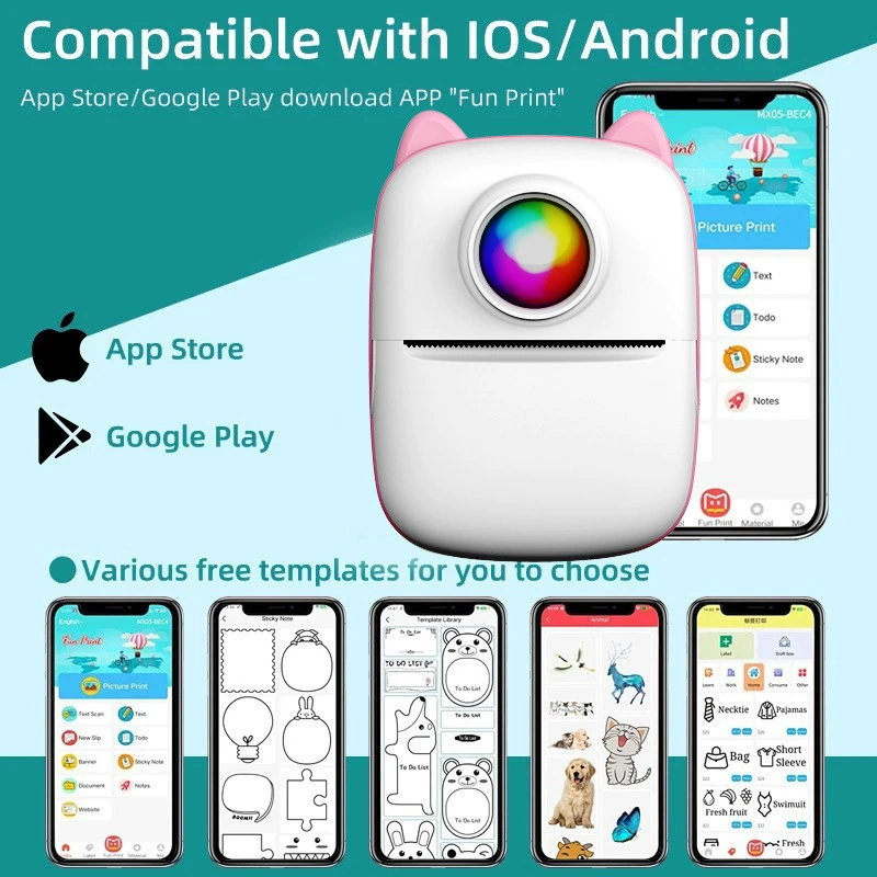 Handheld photo, pocket small printer for students, student work