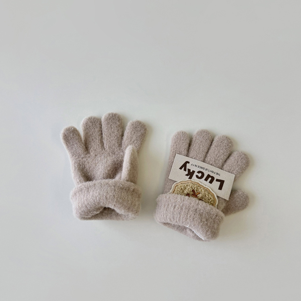 Kinderhandschuhe Herbst und Winter Baby dicke warme Jungen und Mädchen gestrickte Fünf-Finger-Winterhandschuhe_voghion.com