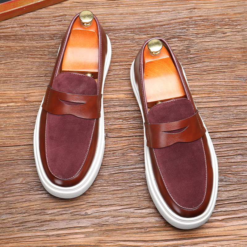 Mocassini con plateau Scarpe casual in pelle da uomo slip-on_voghion.com