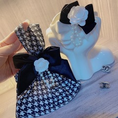 Small fragrant style dog dress small body teddy Bichon Maltese houndstooth camellia summer backless skirt