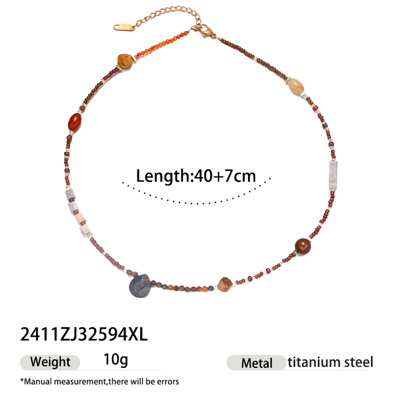 Taena collar de acero inoxidable europeo y americano, lujo ligero, sentido de alta gama, moda para mujer, collar de circón de piedra natural, venta caliente transfronteriza para mujer