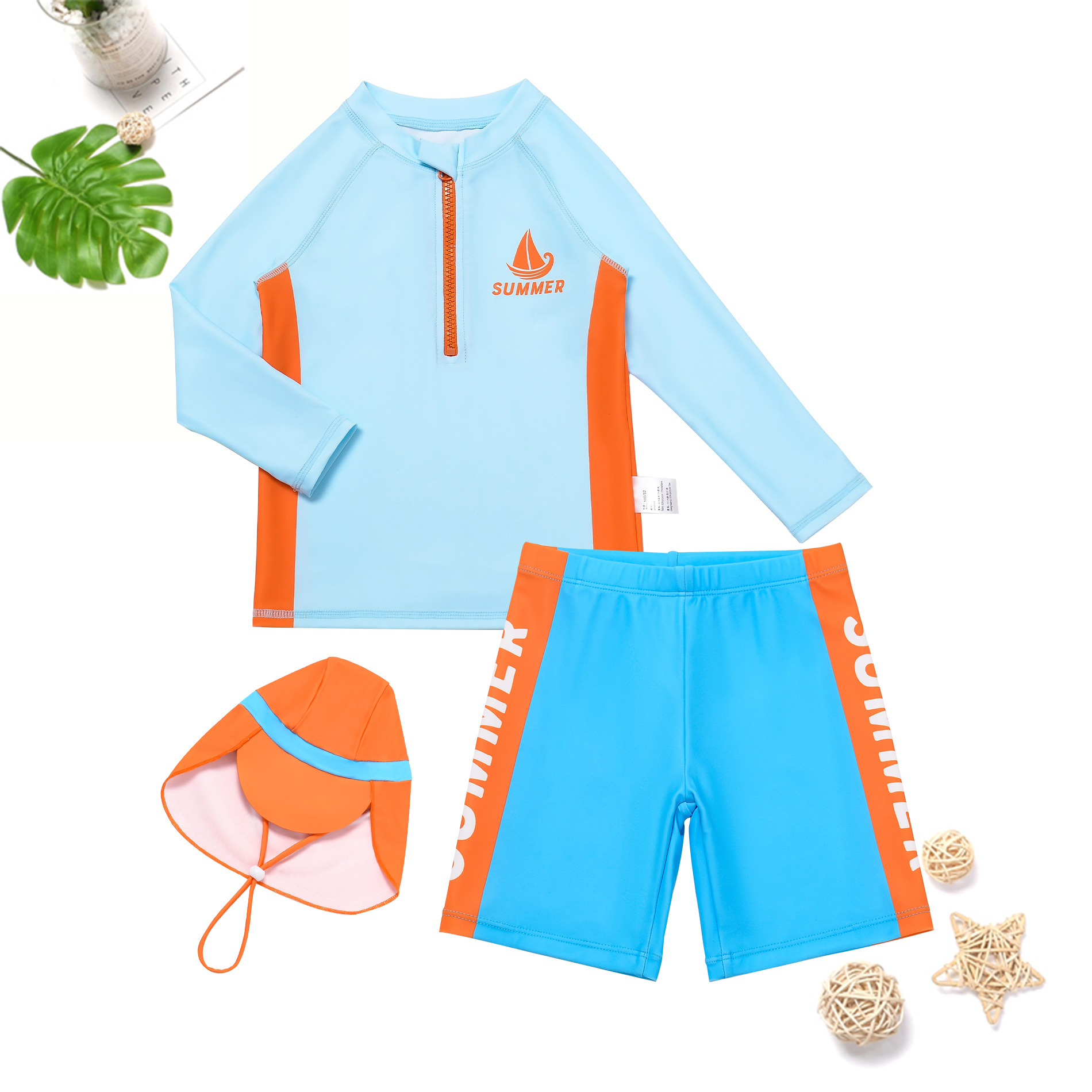 Boys Split Swimsuit Set With Sun Protection For Children_voghion.com